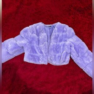 Forever 21 Purple Puffer Jacket with Plush Faux Fur